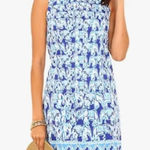 Lilly Pulitzer Cathy Shift Get Trunky Elephant Print Dress In Bomber Blue Sz. 10 Photo 0