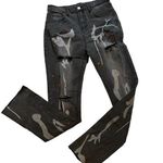 SheIn NWT,  Graphic and Pain Splashed Ripped Hi Rise Jeans, Sz 28 Photo 0