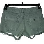 Free People  SZ W25 Jean Shorts Distressed Mid-Rise Pockets Zip-Fly Olive Green Photo 3