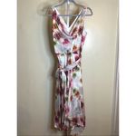Ala. Von Auersperg 100% Silk Dress Sz. Lrg Silver NWT Floral handkerchief hem Size L Photo 4