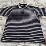 Elandale 100% cotton striped white blue embroidered logo golf polo shirt, size S Photo 11
