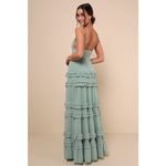 Lulus NWT  Lavish Perfection Sage Green Ruffled Tiered Maxi Dress Party Wedding S Photo 3