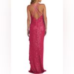 Morgan & Co . Spaghetti Strap V-Neck Ruffle Slit All Over Sequin Slim Gown Sz 13 Photo 3