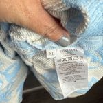 STINE GOYA Britney Peplum Blouse Blue/White Split‎ Neckline Keyhole Size XL Blue Photo 5