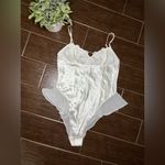 Victoria's Secret Victoria’s Secret Ivory Satin Bodysuit Teddy Chiffon Bridal sequins sz medium Photo 3