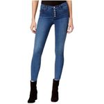 Free People  | Button Fly Skinny Jeans with Distressed Hem Photo 0