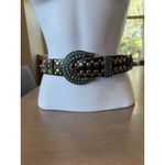 Leather Belt Western Concho Turquoise Studs Buckle Decoration Sz M Please Read Black Photo 8