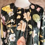 ZARA  Bodysuit Velour Velvet Floral Green Long Sleeve S Cocktail Holiday Chic Mod Photo 2