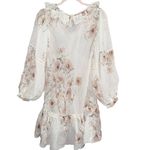 H&M FLOUNCED DRESS size 4 white floral light flowy airy v neck cottage core Photo 5