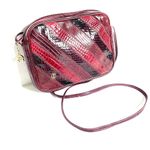 Oleg Cassini Vintage  Leather Bag Small Shoulder Burgundy Dark Red Patch Photo 1