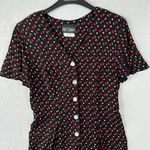 Vintage Ms Choice Womens 10 Romper Jumpsuit 90s Floral Black Red Short Sleeve US Photo 13