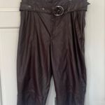 EUC Marissa Webb Faux Leather Short Pants Knickers Burgundy Belted 14 Red Photo 1