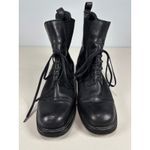 Charles David Black Combat Boots Women 10 Leather Stretch Lace Up Goth Emo $250 Photo 2