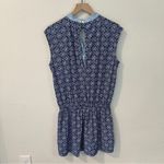 Cabana Life West Indies Fringe Romper Blue White Geometric Printed Jumpsuit L Size L Photo 7