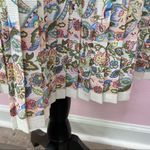 Vintage Shrader Sport Paisley Floral Knife Pleat Midi Skirt Set Cream Multi 6P Pink Photo 7