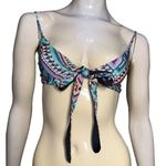 l*space L* Women’s S Black Multi Color Aztec Geometric Print Tie Front Bikini Top Photo 0