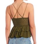 Free People NWT Free People Adella Lace Peplum Cami Green Boho Festival Bridal Top Small Photo 1