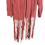 Jen's Pirate Booty Cardigan Womens XS Small Orange Fringe Boho Gauze Sweater Photo 3