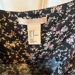 H&M Floral Black pink slip Dress side slits v-neck midi women’s size 14 flowy Photo 1