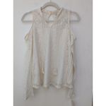 Mudd  Women's Top Blouse Lace Lined Cold Shoulder Key Hole Back Ivory Size Medium Photo 0