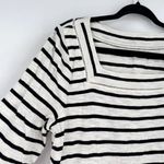 Talbots  Tamarind Stripe Square Neck Top Size Large Petite White & Black‎ Cotton Photo 4