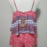 Francesca's  Alya Antonia Red Floral Overlay Romper Size Small Photo 7