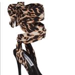 Steve Madden  Black Brown Lace Tie Up Wrap Around Oasis Leopard Open Toe Heel Photo 2