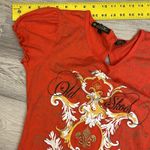 Old Skool Orange Graphic Logo Short Sleeve Keyhole Back Women's Tee Size Large Photo 9