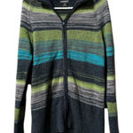 Eddie Bauer Women Size Medium Full Zip Cardigan Sweater Stretch Stripe Classic Photo 0