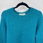 Peruvian Connection Handmade Sweater Womens L Blue Alpaca Basketweave Knit VTG Photo 1