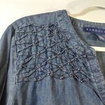 Bandolino  Trinity Henley Denim Top Lightweight Size L Photo 4