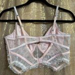 VS For Love & Lemons Foil Rose Pink Blue Sheer Mesh Bustier Coquette Top Large Photo 1