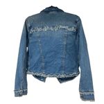 Nanette Lepore Frayed Hem Denim Jean Button Up Jacket Sz S Women’s Photo 1