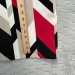 BOSS Hugo Boss Geometric Sheath Dress 10 Red Black Beige V Neck Portugal 40s Mod Size 12 Photo 4