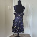 Black Celestial Print Dress Star Moon Lace Up Zipper XL Photo 5