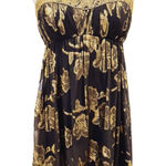 Cache VTG Y2K 90s ‎ BLK Gold Silk Babydoll Cocktail Dress Beaded WhimsyGoth XS-2 Photo 0