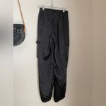 Parisian  Black Satin Utility Sweatpants, Size 4 Photo 4