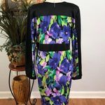 Auditions Robe Women 2XL Black Purple Floral Long Sleeve Plunge V Neck Front Zip Photo 4