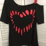 Heart Print Shirt, XL Black Photo 2