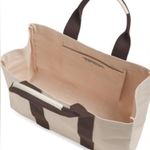 NEW Le Bar Marche LG CANVAS TOTE BAG 18.5" La Plage Beach Pool Grocery Packable Brown Photo 0