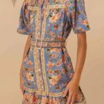 Farm Rio š$210 SZ MEDIUM BLUE SUPERBLOOM TAPESTRY ORGANIC COTTON MINI DRESS EUC Photo 2