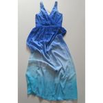 Jay Godfrey NWT Sinclair Blue Teal Ombre Chiffon Slit Front Maxi Dress Gown 2 Photo 4