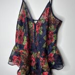 Victoria's Secret Victoria’s Secret Gold Label Navy Blue Red Floral Paisley Print Babydoll Photo 0