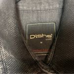 Black Denim Look Mini Dress Embellished Beaded Button Front Lace Size Medium Photo 10