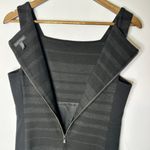 Eileen Fisher  Black Striped Square Neck Stretch Bodycon Straight Dress Women's 8 Photo 9