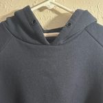 Chic Black Hoodie with Leopard Print Sleeves Size M Photo 2