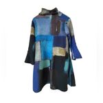 INC International Concepts DAMEE Mock Collar Artistic Flare Abstract Tunic Small Blue Photo 3