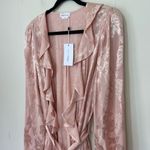 Lovers + Friends Lovers Friends NWT Bali Kimono Maxi Dress Pink Satin Ruffles Belt ~ Size M Photo 2