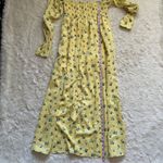 We Wore What Dress Smocked Maxi Off Shoulder Watercolor Ditsy Yellow S NWT New Photo 10