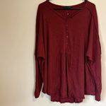 NEW Gibson Look Burgundy Rib Waffle Knit Henley Long Sleeve Top Photo 7